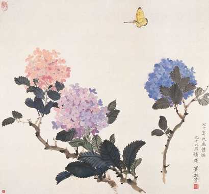 萧淑芳 绣球 镜心
